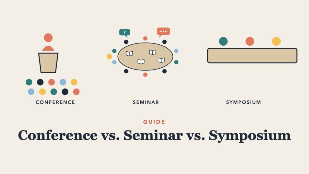 Illustration for the guide: Conference vs. Seminar vs. Symposium