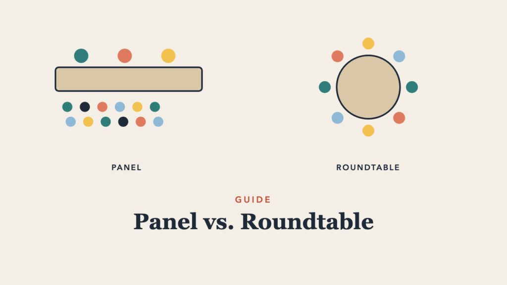 Illustration for the guide: Panel vs. Roundtable Discussion